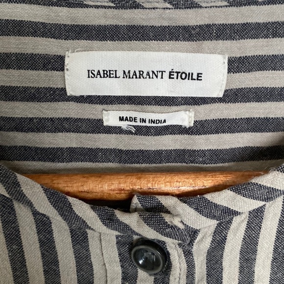 Isabel Marant Etoile Striped 1/4 Button Cotton Shirt, Size 38/US 6 - Picture 3 of 10